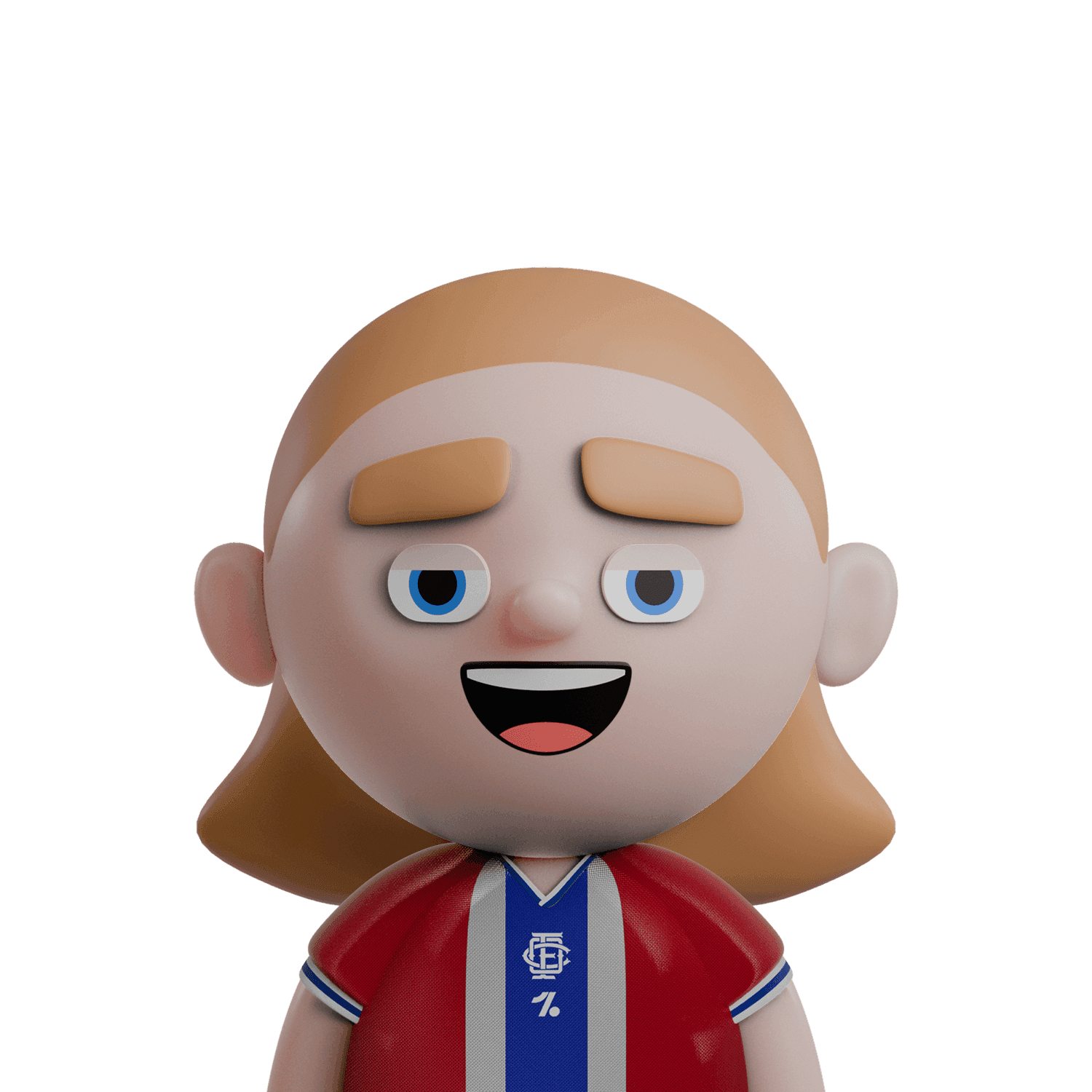 Cartoon Haaland in red and blue striped kit