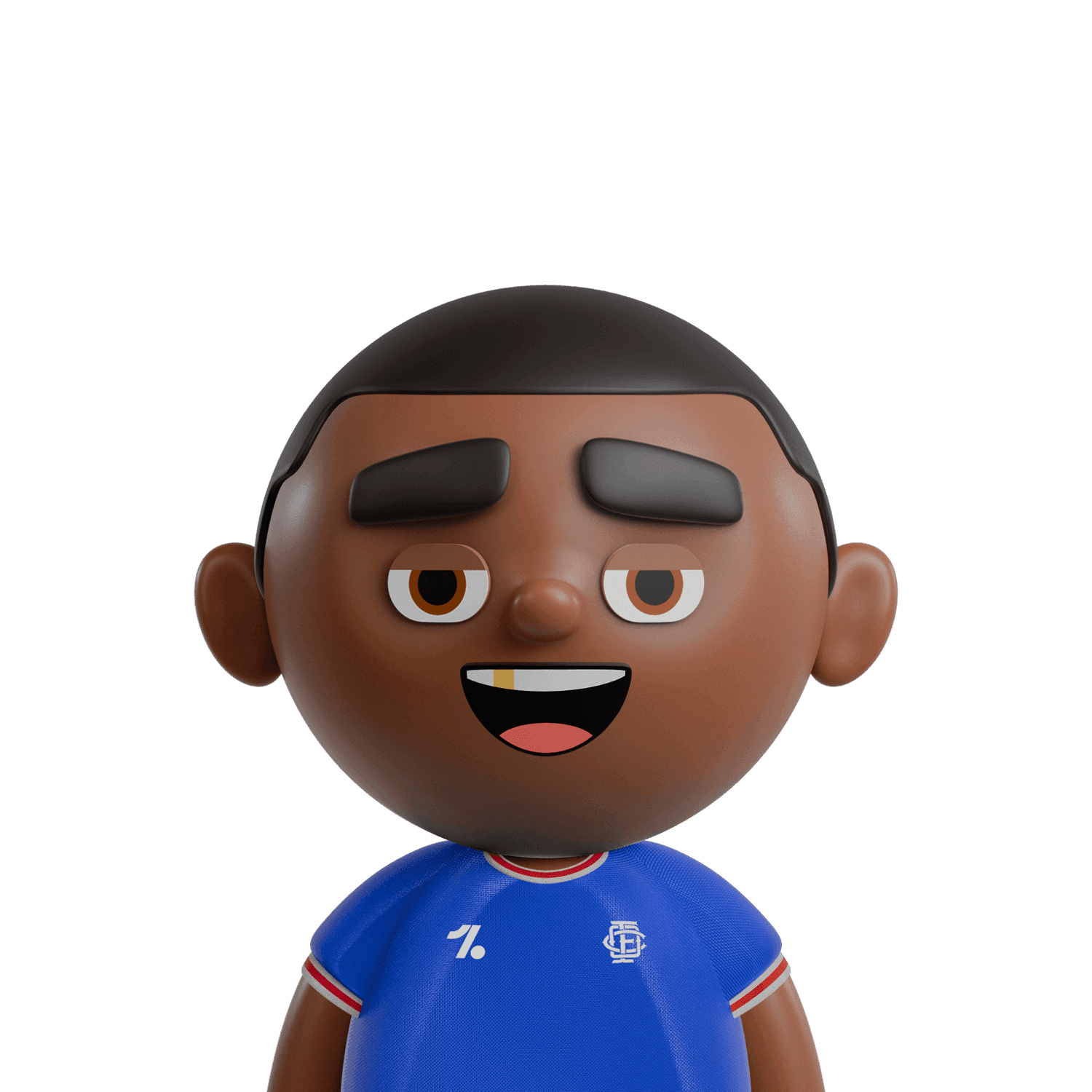 Cartoon Mbappé in blue France kit